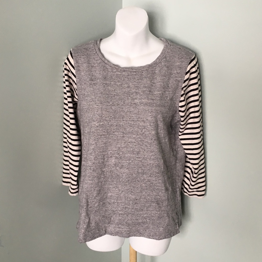 J. CREW STRIPED SLEEVE TOP SIZE M